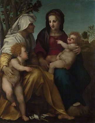 圣母与圣伊丽莎白和施洗者圣约翰的孩子 The Madonna and Child with Saint Elizabeth and Saint John the Baptist，安德烈·德尔·萨托