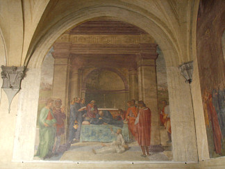 圣菲利波的尸体抚养死去的孩子 The Raising of the Dead Child by the Corpse of San Filippo (c.1510)，安德烈·德尔·萨托