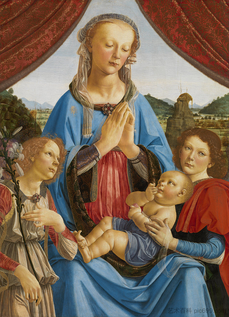 圣母子与两个天使 Virgin and Child with Two Angels (c.1476 - c.1478)，安德烈·德尔·韦罗基奥