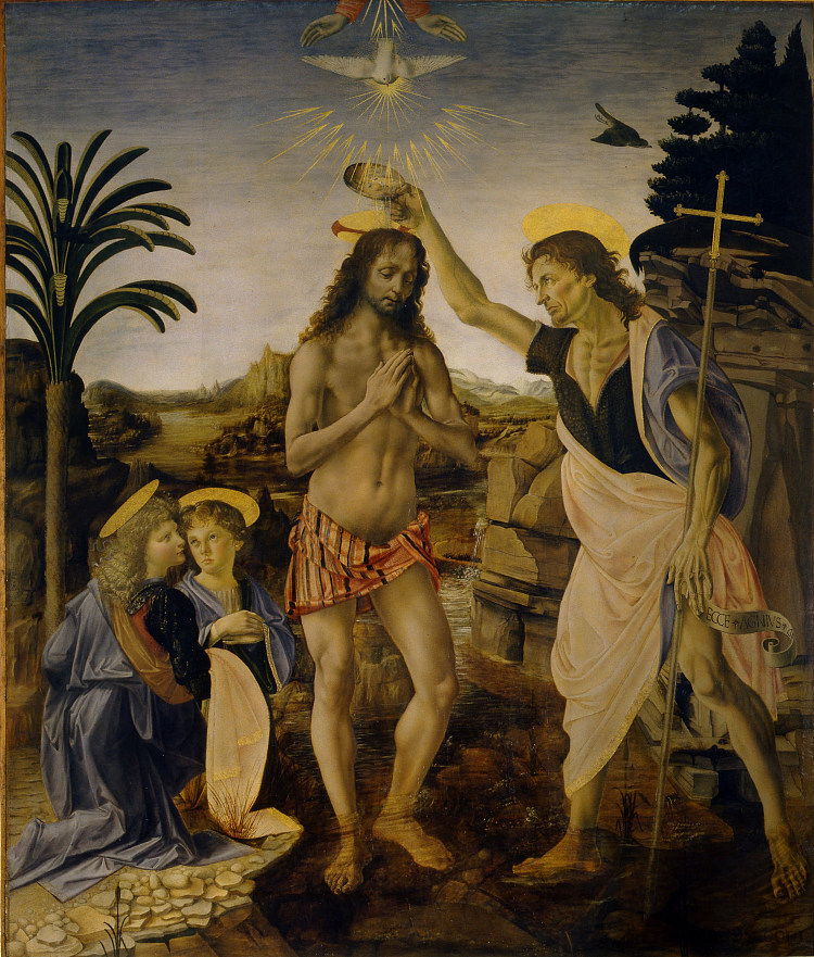 基督的洗礼 The Baptism of Christ (c.1475)，安德烈·德尔·韦罗基奥