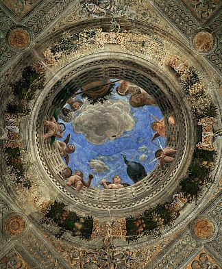 相机皮塔或相机的天花板 Ceiling of the Camera Picta or Camera degli Sposi (1470)，安德烈亚·曼特尼亚