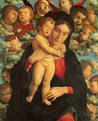 麦当娜和孩子与小天使 Madonna and Child with Cherubs (1480 – 1490)，安德烈亚·曼特尼亚