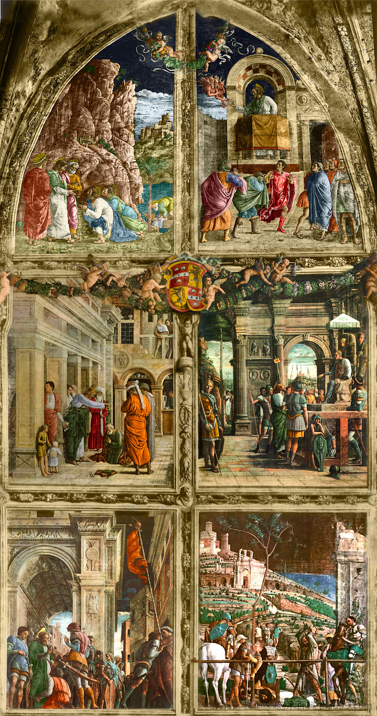 圣詹姆斯生活的场景(根据彩色黑白照片重建) Scenes from the Life of St. James (reconstruction from coloured black-and-white photos) (1448 - 1457),安德烈亚·曼特尼亚