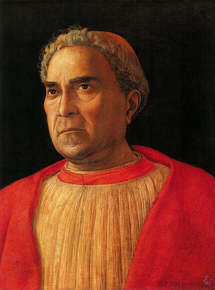 红衣主教洛多维科·梅扎罗塔的肖像 Portrait of Cardinal Lodovico Mezzarota (1459)，安德烈亚·曼特尼亚