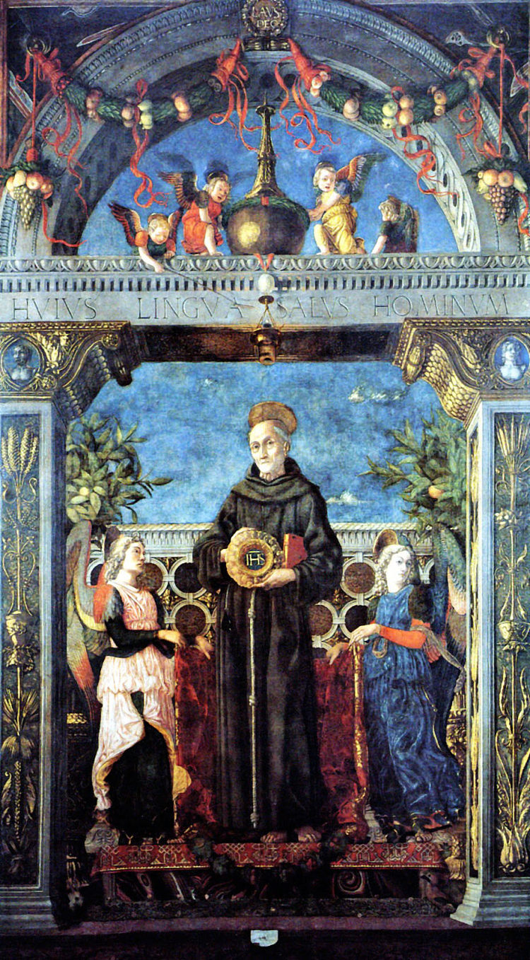 锡耶纳的圣伯纳丁与天使 St. Bernardine of Siena with the Angels (1455 - 1506),安德烈亚·曼特尼亚