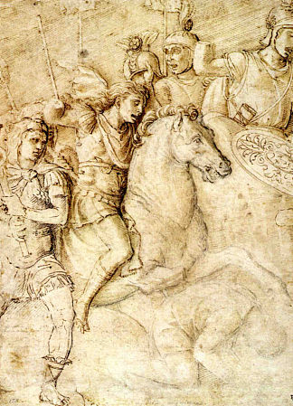 君士坦丁凯旋门古代浅浮雕研究 Study of an Ancient Bas Relief of the Arch of Constantine (1490)，安德烈亚·曼特尼亚