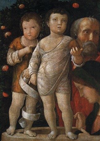 圣约翰的神圣家族 The holy family with St John (c.1500)，安德烈亚·曼特尼亚