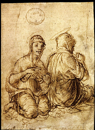 两位圣洁的女人在祈祷 Two holy women in prayer (1455)，安德烈亚·曼特尼亚