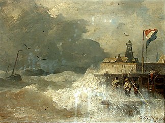 海岸风暴 Storm On The Coast (1896)，安德烈亚斯·阿亨巴赫
