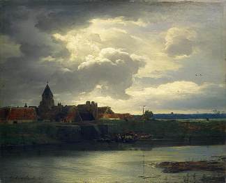 河流景观 Landscape with a River (1866)，安德烈亚斯·阿亨巴赫