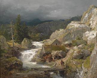 山涧上的磨坊 Mill on the mountain stream (1861)，安德烈亚斯·阿亨巴赫
