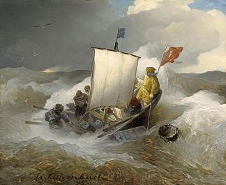 暴风雨中的帆船 Sailboats in the storm (1895)，安德烈亚斯·阿亨巴赫