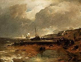 海滩场景 Beach scene (1880),安德烈亚斯·阿亨巴赫
