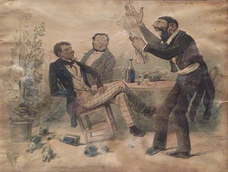 风景画家伯恩哈德·弗里斯的漫画 Caricature of the landscape painter Bernhard Fries (1843)，安德烈亚斯·阿亨巴赫