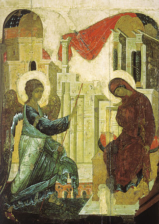报喜 Annunciation (1405; Moscow,Russian Federation                     )，安德烈·鲁布列夫