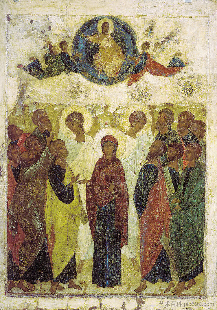 耶稣升天 Ascension of Jesus (1408; Vladimiro-aleksandrovskoye / Alexandrovka / Aleksandrovskoe,Russian Federation  )，安德烈·鲁布列夫