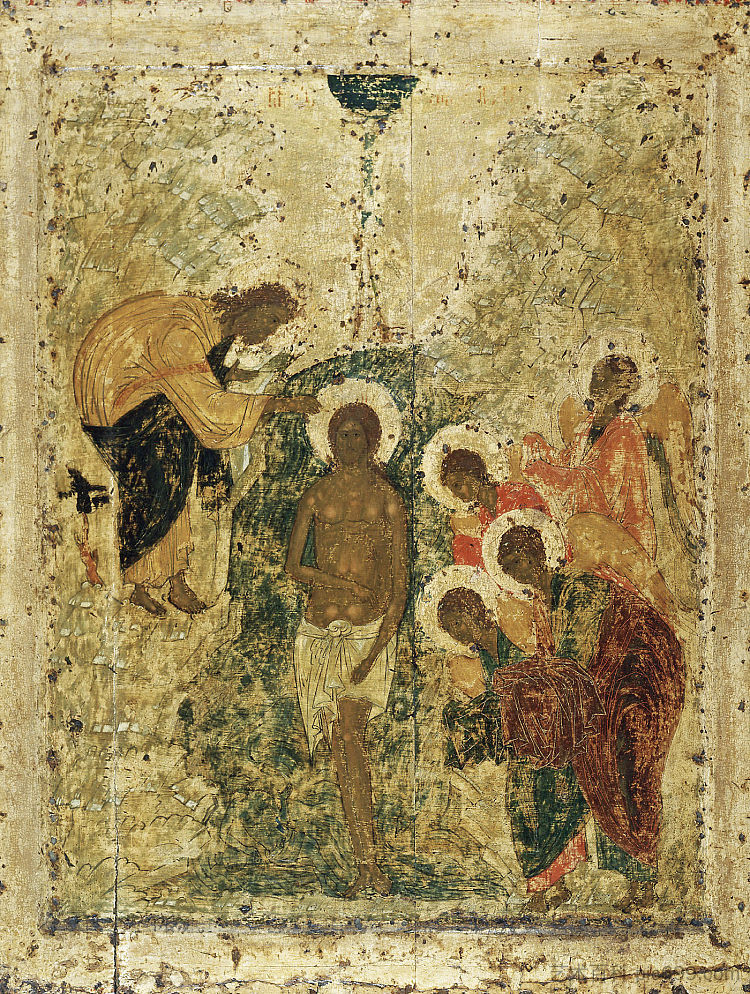 基督的洗礼 Baptism of Christ (c.1405; Moscow,Russian Federation  )，安德烈·鲁布列夫