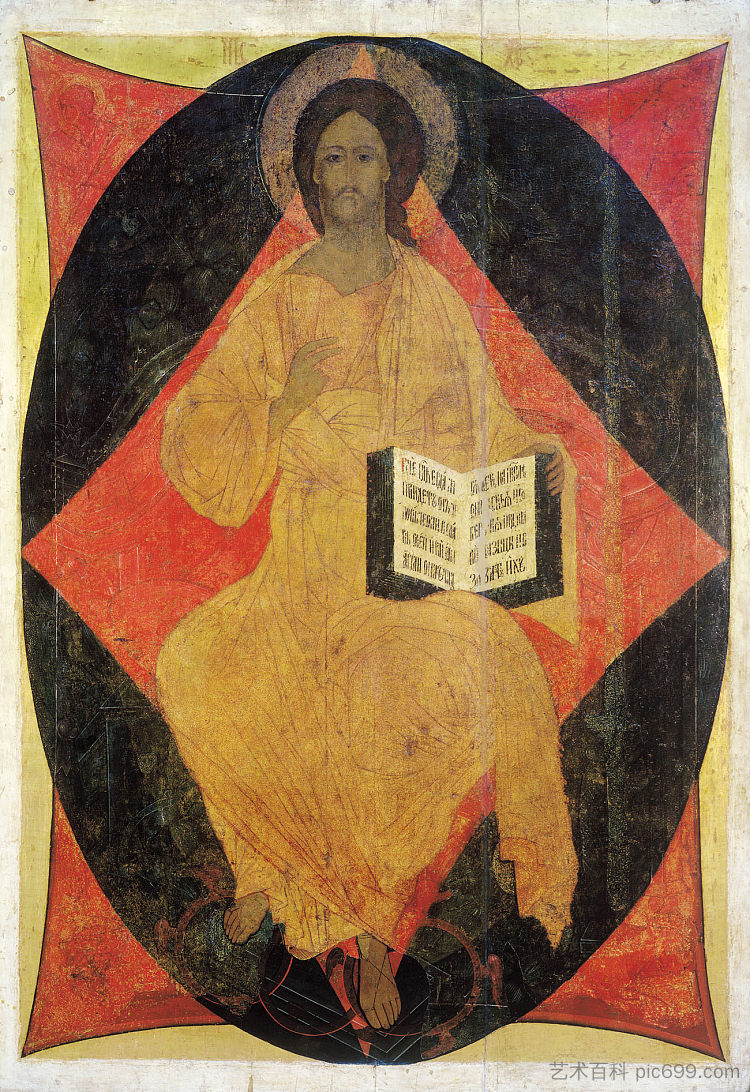 基督在威严中 Christ in Majesty (1408; Vladimiro-aleksandrovskoye / Alexandrovka / Aleksandrovskoe,Russian Federation ),安德烈·鲁布列夫