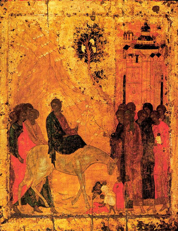 主进入耶路撒冷 Lord's entry into Jerusalem (1405; Moscow,Russian Federation ),安德烈·鲁布列夫