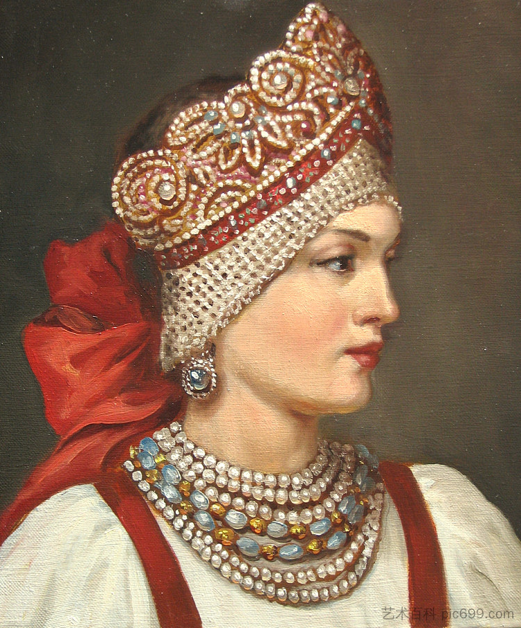 女孩在科科什尼克 Girl in a kokoshnik (2007; Russian Federation  )，安德烈·希什金