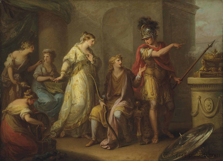 赫克托尔为巴黎的撤退而辫子 Hector Upbraiding Paris for His Retreat from Battle，安吉莉卡·考夫曼