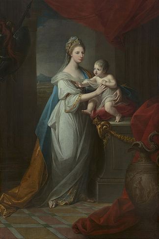 汉诺威的奥古斯塔和她的第一个儿子不伦瑞克的卡尔·格奥尔格的肖像 Portrait of Augusta of Hanover with her first born son Karl Georg of Brunswick (1767)，安吉莉卡·考夫曼