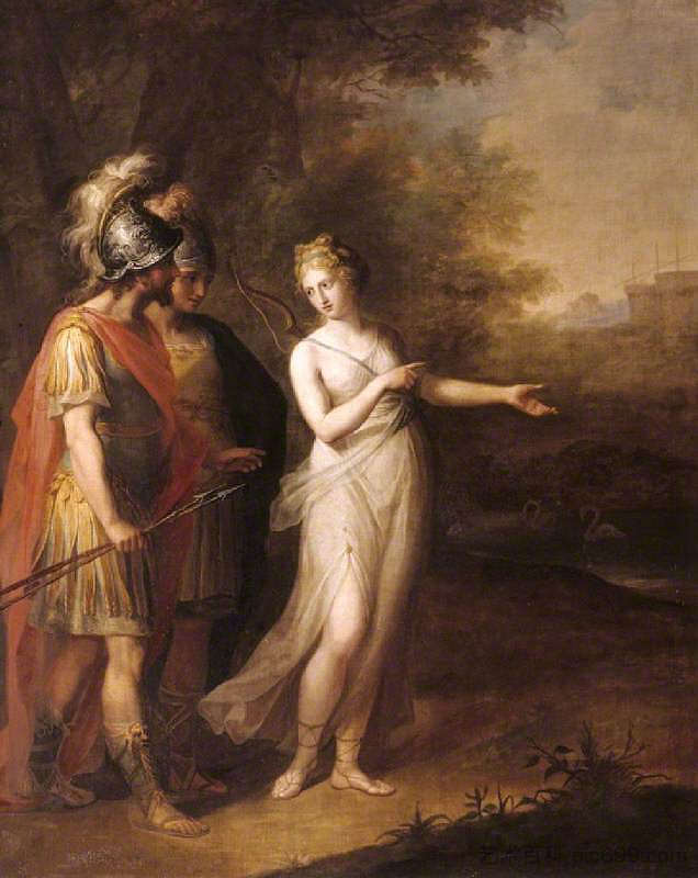 维纳斯指挥埃涅阿斯和阿卡特斯前往迦太基 Venus Directing Aeneas and Achates to Carthage (1768),安吉莉卡·考夫曼