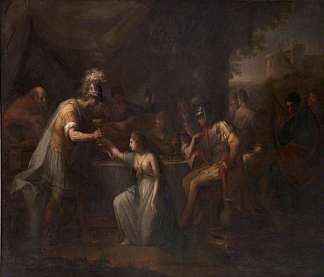 沃尔蒂根，不列颠国王，在撒克逊将军亨吉斯特的宴会上迷恋罗伊娜 Vortigern, King of Britain, Enamoured with Rowena at the Banquet of Hengist, the Saxon General (1770)，安吉莉卡·考夫曼