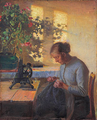 缝纫渔夫的妻子 Sewing Fisherman’s Wife (1890)，安娜·安彻