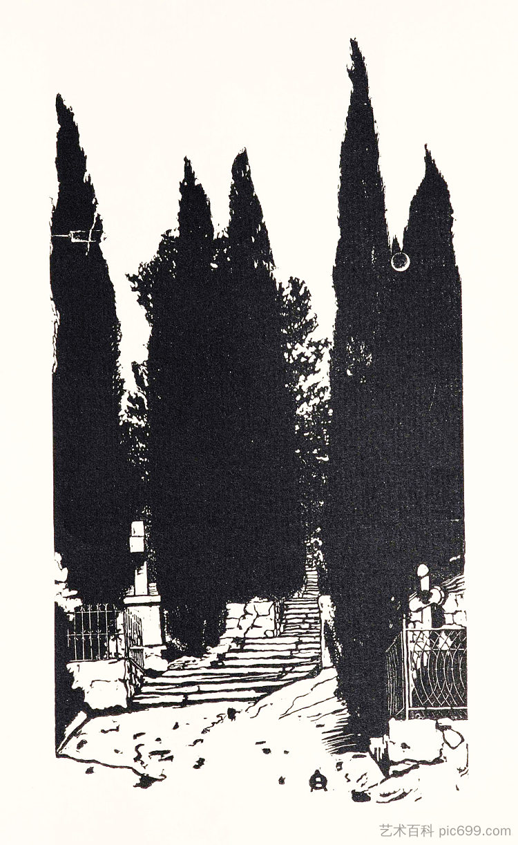 柏树 Cypress trees (1902; Russian Federation  )，安娜·奥斯特鲁维亚