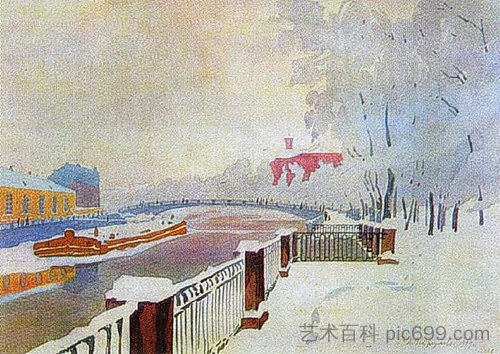 列宁格勒。丰坦卡和霜冻中的夏日花园。 Leningrad. Fontanka and the Summer Garden in frost. (1929; Russian Federation ),安娜·奥斯特鲁维亚