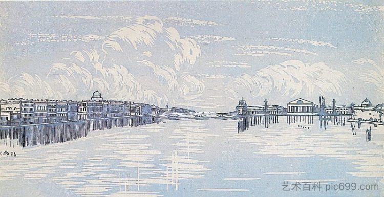 列宁格勒。从三一桥看。 Leningrad. View from Trinity Bridge. (1926; Russian Federation  )，安娜·奥斯特鲁维亚