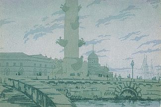 圣彼得堡。噗嗤一声和风俗习惯。 Petersburg. Rostral column and customs. (1909; Russian Federation                     )，安娜·奥斯特鲁维亚