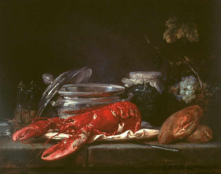 龙虾静物 Still Life with Lobster (1781)，安妮瓦尔茨柯斯特