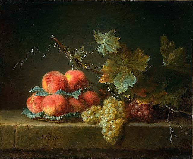 桃子和葡萄静物 Still Life with Peaches and Grapes，安妮瓦尔茨柯斯特