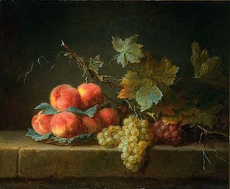 桃子和葡萄静物 Still Life with Peaches and Grapes，安妮瓦尔茨柯斯特