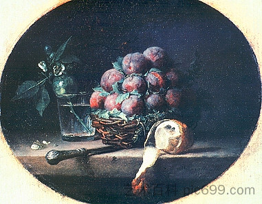 静物与李子和柠檬 Still Life with Plums and a Lemon (1778)，安妮瓦尔茨柯斯特