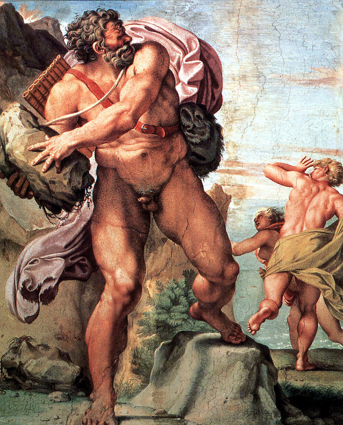多菲摩斯攻击阿西斯和加拉蒂亚 Polyphemus Attacking Acis and Galatea (1595 - 1605),安尼巴尔·卡拉奇