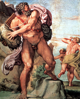 多菲摩斯攻击阿西斯和加拉蒂亚 Polyphemus Attacking Acis and Galatea (1595 – 1605)，安尼巴尔·卡拉奇