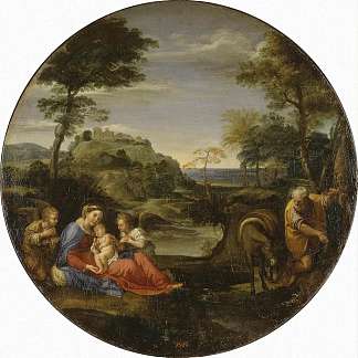 在飞往埃及的航班上休息 Rest on Flight into Egypt (c.1604)，安尼巴尔·卡拉奇