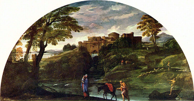飞往埃及 The Flight into Egypt (c.1603),安尼巴尔·卡拉奇