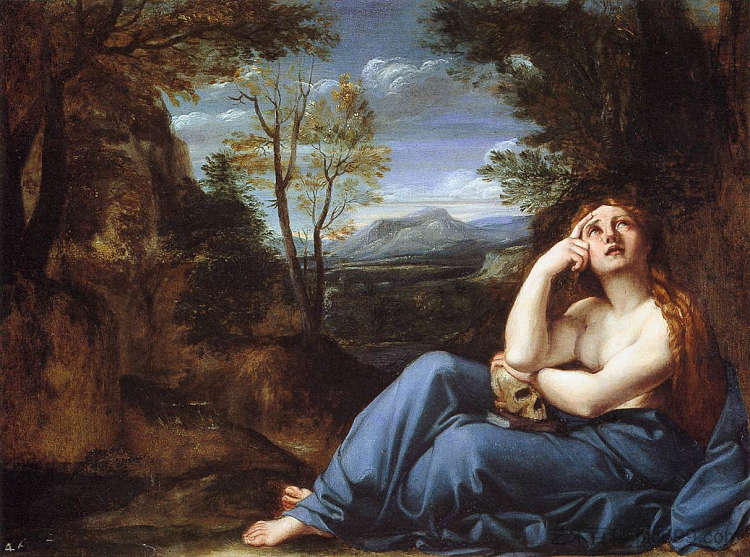 风景中的忏悔抹大拉 The Penitent Magdalen in a Landscape (c.1598)，安尼巴尔·卡拉奇