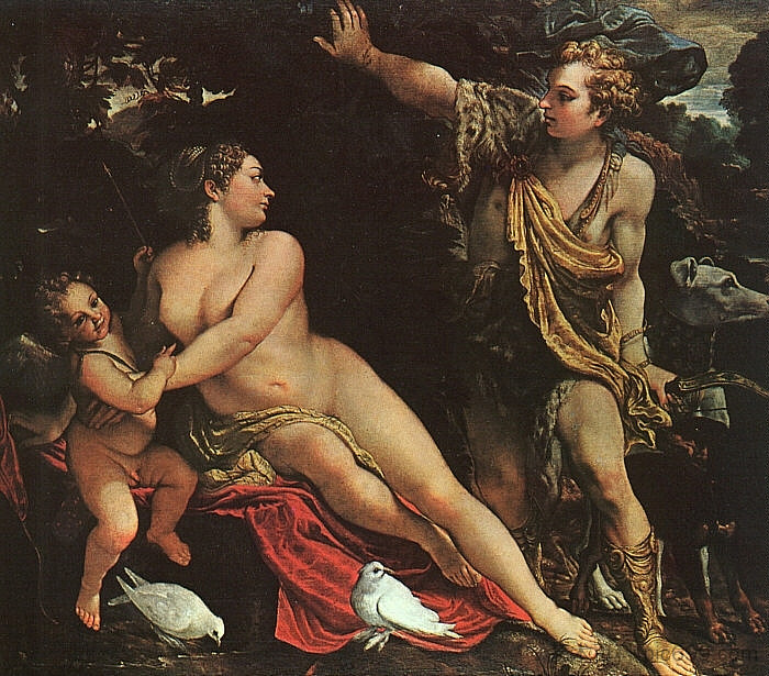 维纳斯、阿多尼斯和丘比特 Venus, Adonis, and Cupid (1590),安尼巴尔·卡拉奇