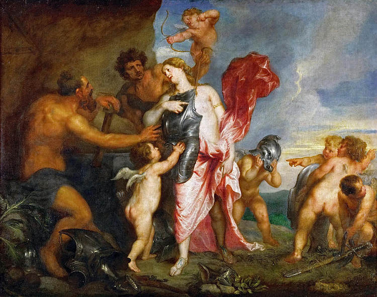 忒提斯从赫淮斯托斯那里获得阿喀琉斯的武器 Thetis Receiving the Weapons of Achilles from Hephaestus，安东尼·凡·戴克