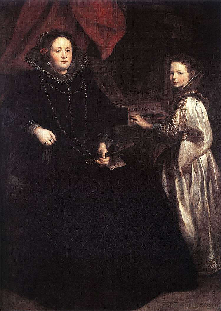 Porzia Imperiale和她女儿的肖像 Portrait of Porzia Imperiale and Her Daughter (1628)，安东尼·凡·戴克