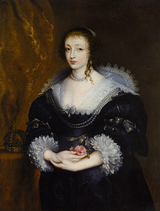 亨丽埃塔·玛丽亚女王的肖像 Portrait of Queen Henrietta Maria (1632)，安东尼·凡·戴克