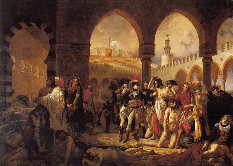 波拿巴探望雅法瘟疫受害者 Bonaparte Visiting the Plague Victims of Jaffa (1804)，安托万·让·格罗