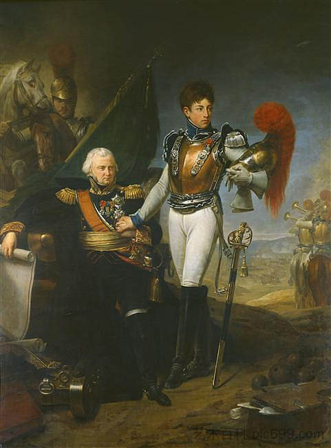 巴斯顿·德·拉里布瓦西埃将军和他的儿子斐迪南 General Baston De Lariboisière and His Son Ferdinand (1815)，安托万·让·格罗