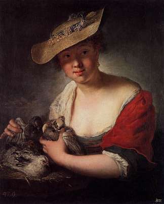 女孩与鸽子 Girl with Pigeons (1728)，安托·内佩斯