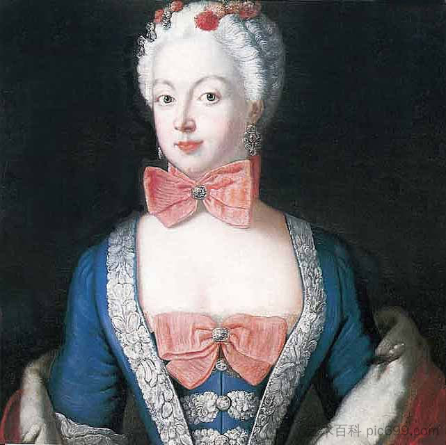 伊丽莎白·克里斯蒂娜·冯·布伦瑞克·贝文的肖像，普鲁士女王 Portrait of Elisabeth Christine von Braunschweig Bevern, Prussian queen (c.1739)，安托·内佩斯